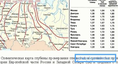 Мапа на длабочината на замрзнување на почвата во регионите на Русија.