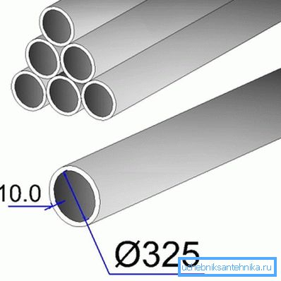Тежината на цевката 325x10 и други се одредува со дебелина на ѕидот Тежината на цевката 325x10 и други се одредува со дебелина на ѕидот